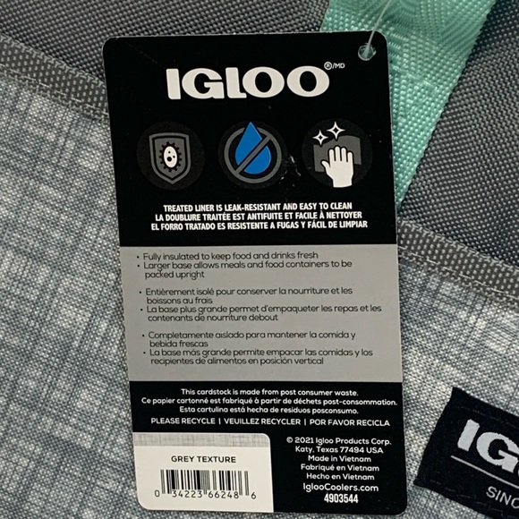 Igloo Insulated Cooler Bag Collapsible 9-Can Capacity Grey NWT - Picture 4 of 11
